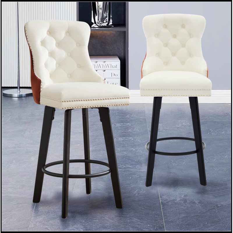 Button Tufted Bar Stools