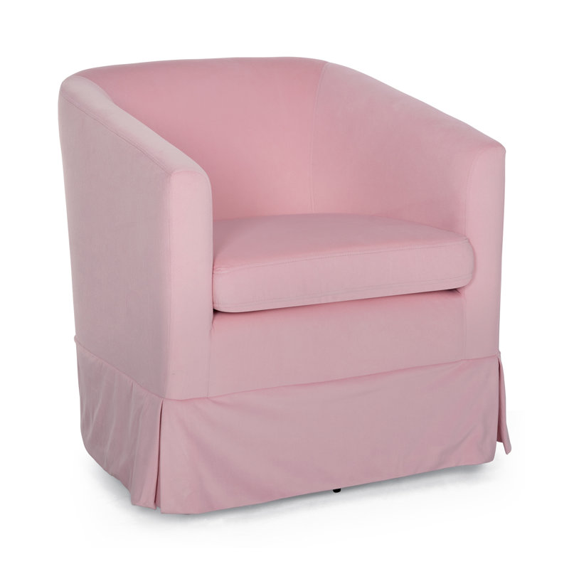 Breiona 27.36" Wide 360-Degree Swivel Chair, Pink Velvet