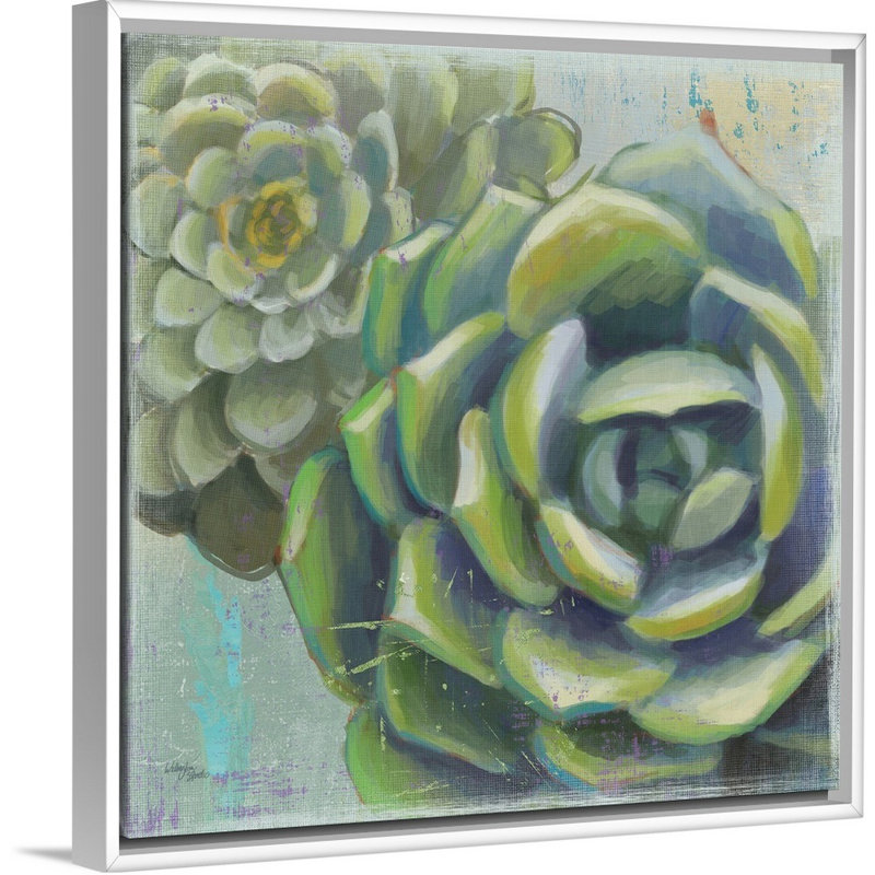 Succulents II, art mural sur toile, Toile avec cadre blanc, H 36 po x l 36 po x P 1,75 po
