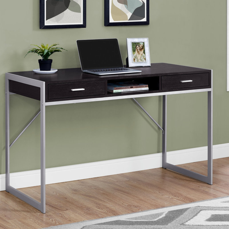 Bureau d'ordinateur, bureau personnel, ordinateur portable, tiroirs de rangement, L 48 po, travail, stratifié, métal, contemporain, moderne