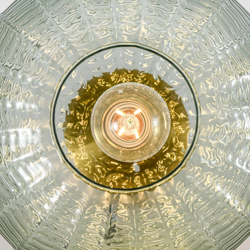 1-Light Modern Ribbed Glass Shade Flush Mount
