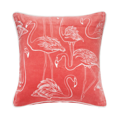 Flamingo Coral Velvet Pillow