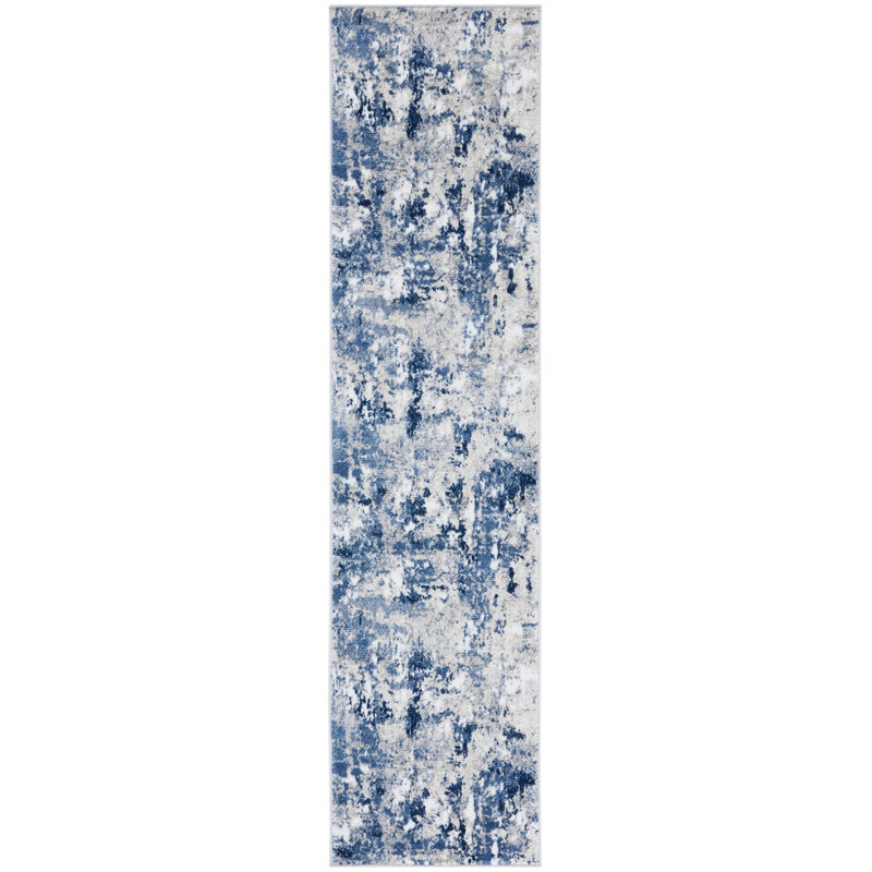 Acton Gray/Navy Area Rug, Runner 2'2" x 9'