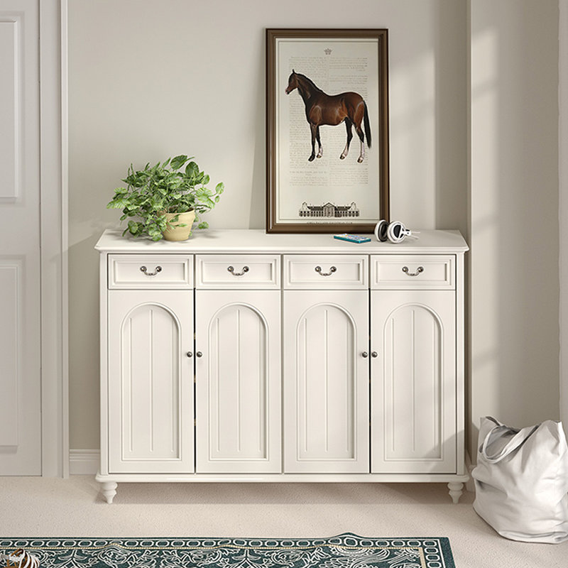 Banc de rangement blanc pour chaussures en bois massif
