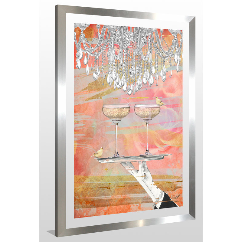 «Cheers Peach», reproduction, H 39,5 po x l 27,5 po x P 0,75 po, Acrylique avec cadre argent