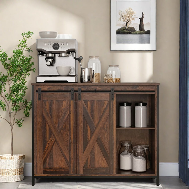 Space Saving Sideboards & Buffets with Storage, MDF Steel Rustic Farmhouse