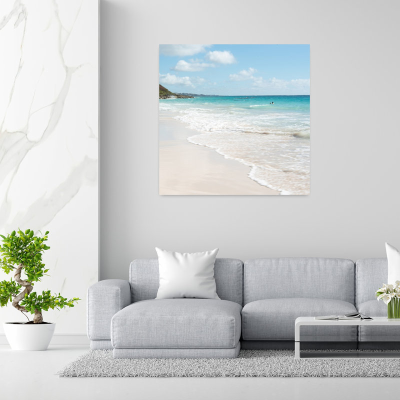 Art contemporain, plage, océan, H 48 po x l 48 po