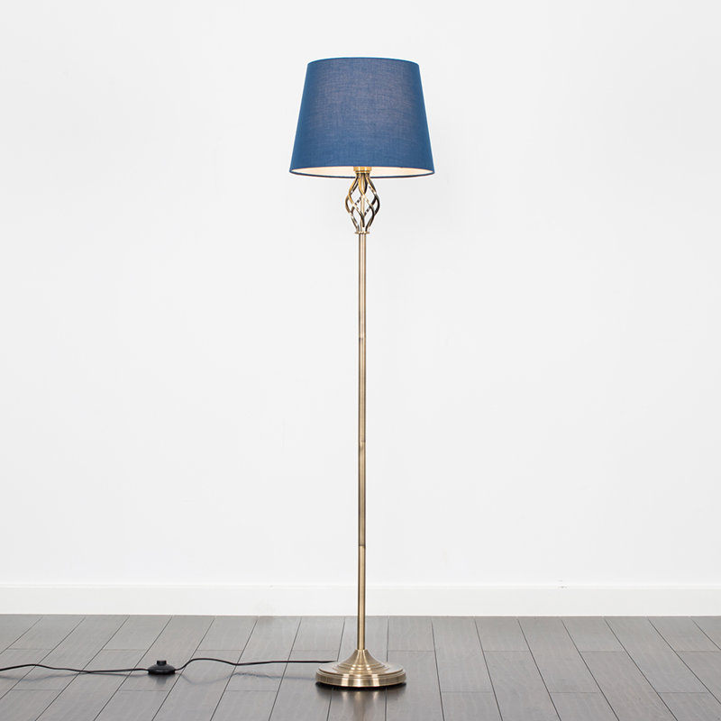 Tegan 151cm Traditional Floor Lamp, Included, Blue, Brass