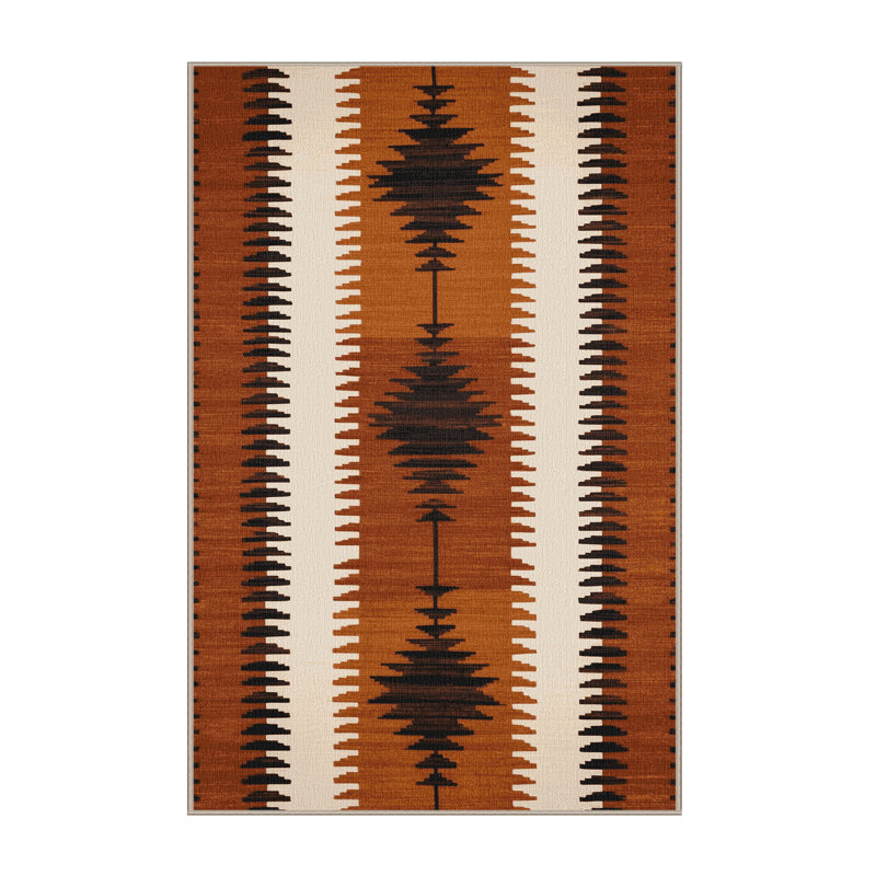 Washable Sienna White Striped Area Rug, Rectangle 7' x 10'