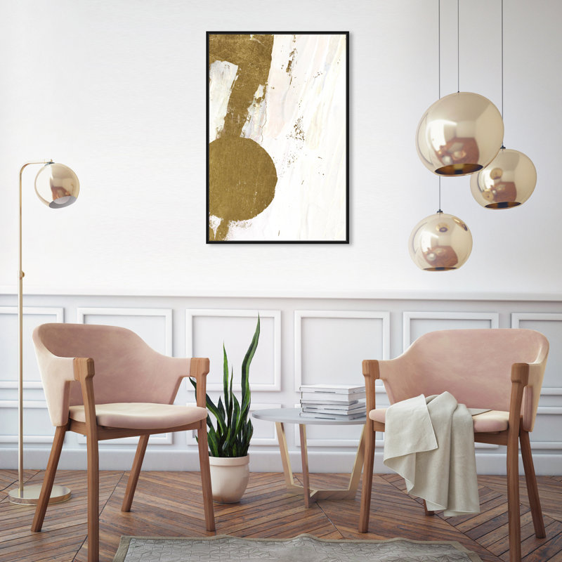 Terre de bouleau abstrait I - Peinture, H 30 po x l 20 po, Toile encadrée noire