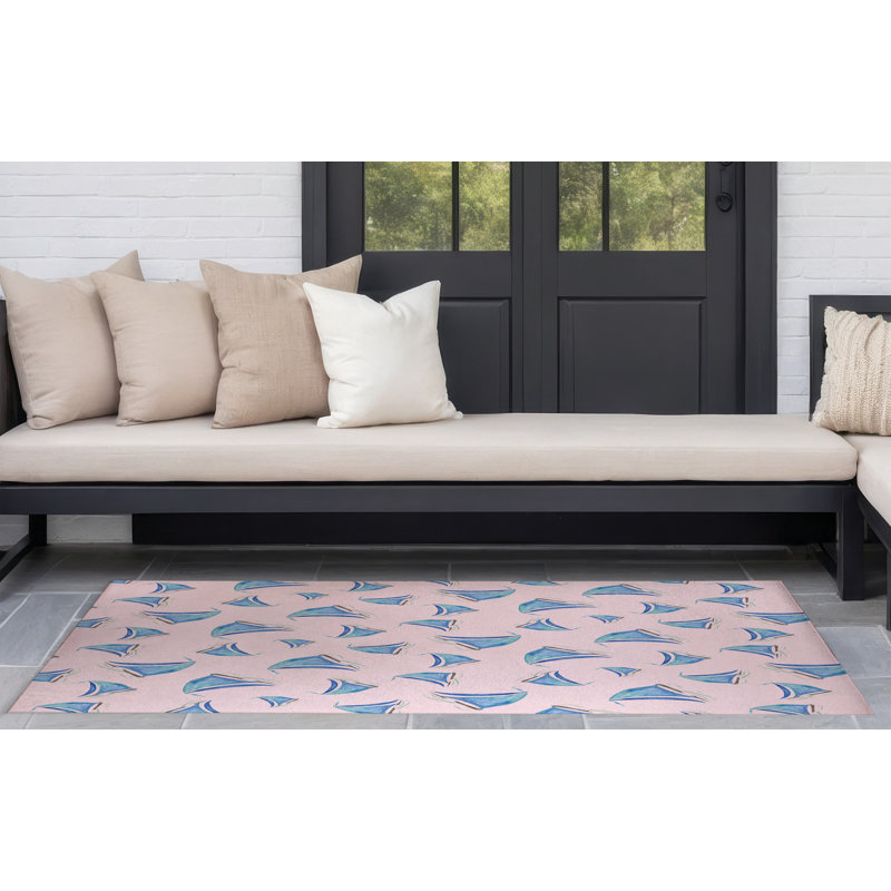 Summer Sailboats Outdoor Rug, Rectangle 5' x 7'