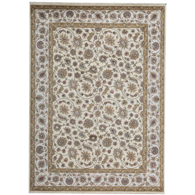 Tapis doré et ivoire de haute qualité noué à la main