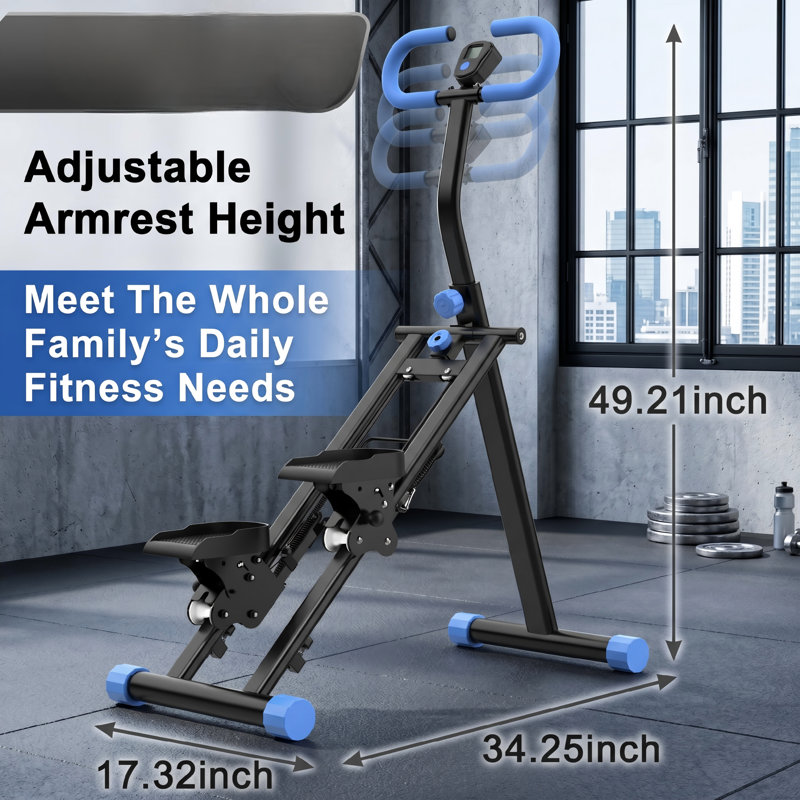 Machine d'escalade à usage domestique - Grimpeur vertical amélioré pour l'entraînement complet du corps, équipement de remise en forme robuste et guidons réglables - bleu