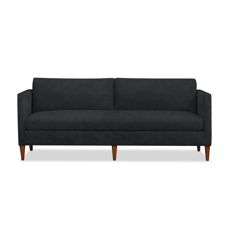 Clifford 87" Upholstered Custom Bench-Seat Sofa, Bella Gunmetal Performance Velvet