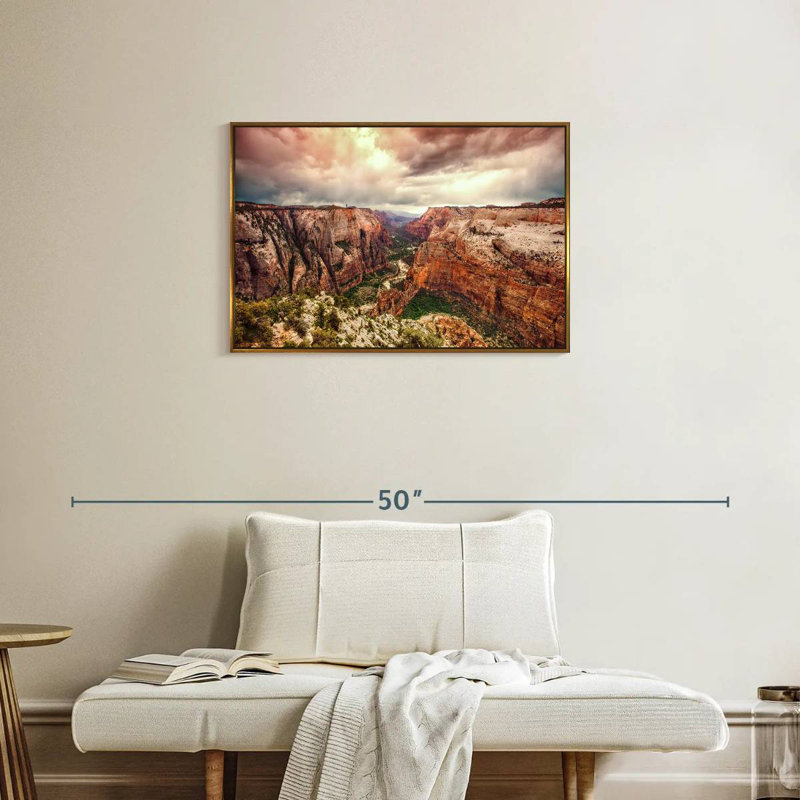 Parc national de Zion à couper le souffle, Cadre flottant doré, 31 po x 21 po