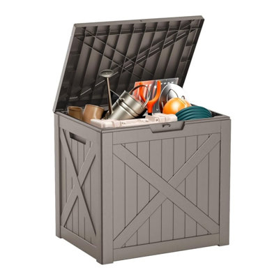 Très grande boîte de rangement pour terrasse - Armoire en résine durable, imperméable et verrouillable pour patio et jardin 32 gallons