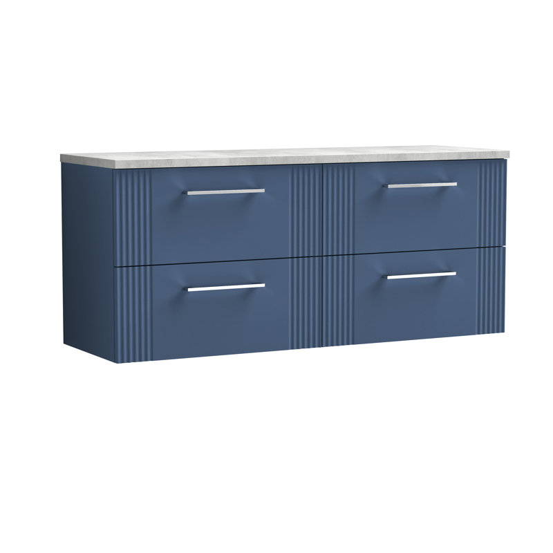 Deco 121.49cm Double Bathroom Vanity Base Only, Satin Blue