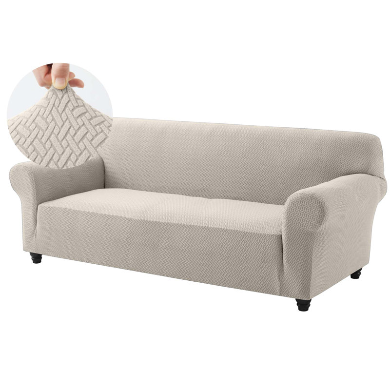 Luxury Stretchable Spandex Sofa Cover/Protector, Beige, 3 Seater