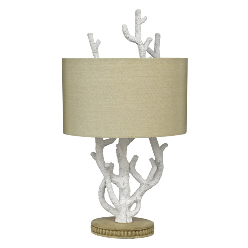 Coral - 28" White Resin Table Lamp - Set of 2 - White, Natural Finish