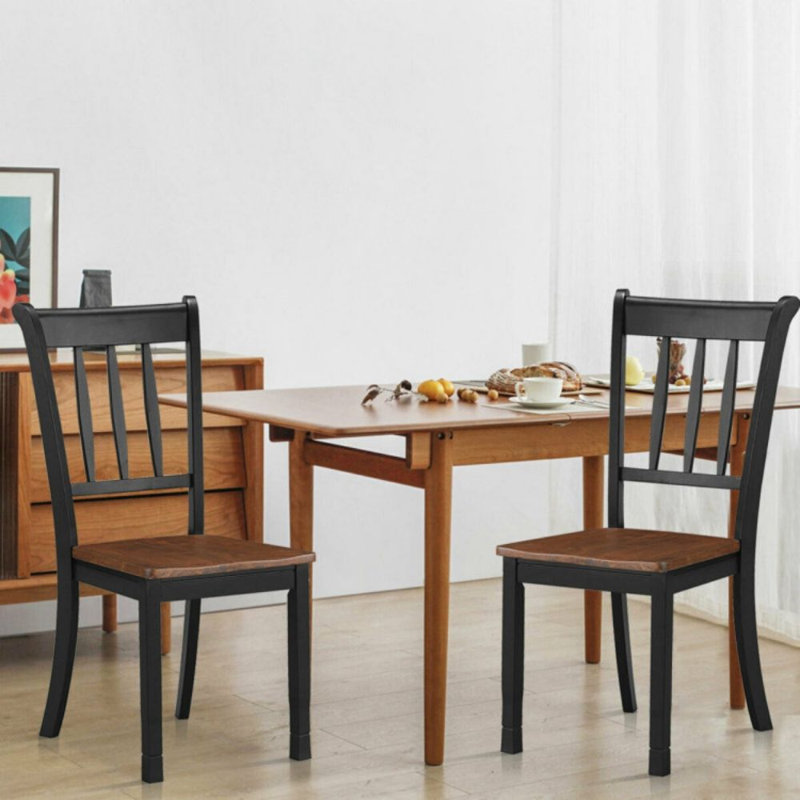 2 chaises de salle à manger en bois massif à dossier fuselé Whitesburg, Noir