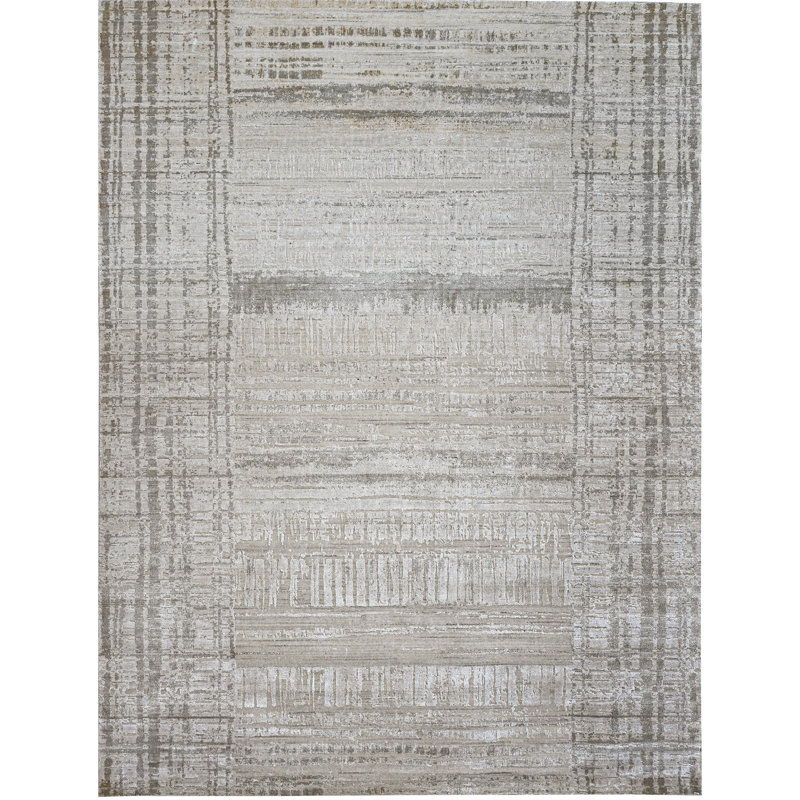 Hand Knotted Area Rug in Ivory/Camel, Rectangle 12' x 15'