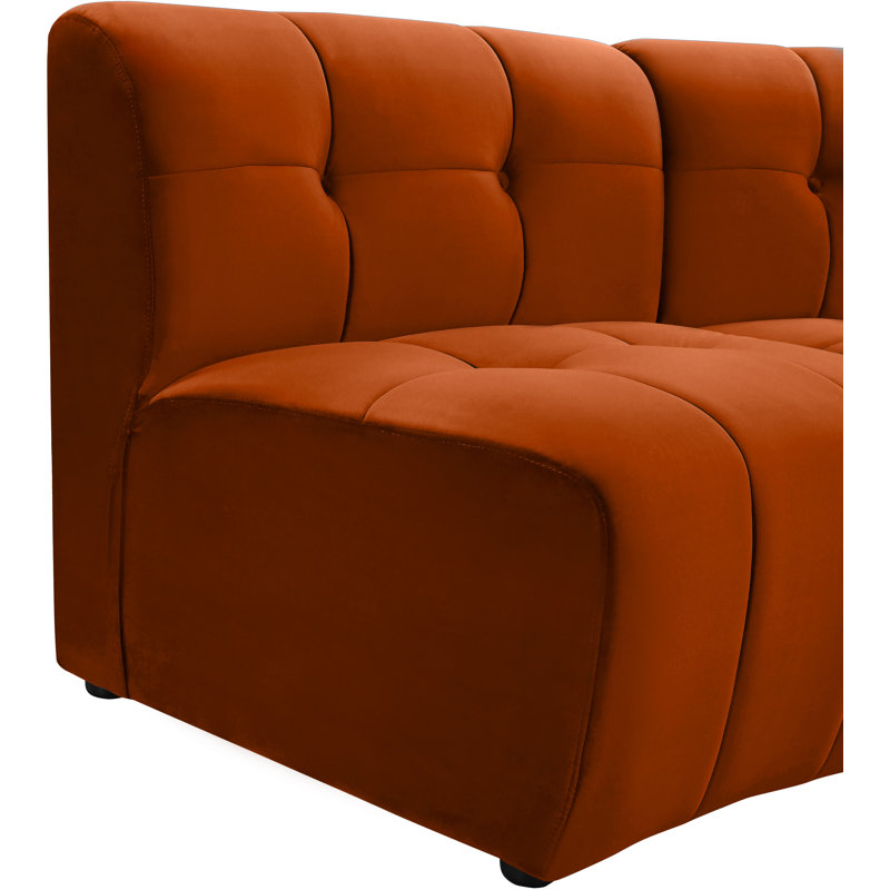 Jedson Velvet Sectional Symmetrical, Cognac Velvet