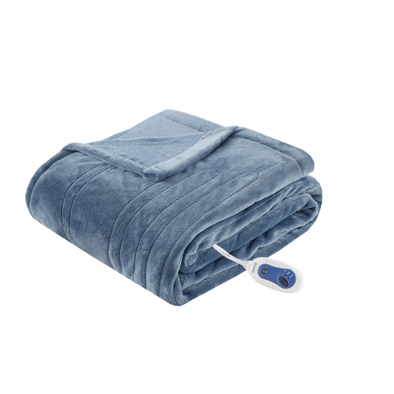 Jeté chauffant en peluche surdimensionné, Bleu saphir