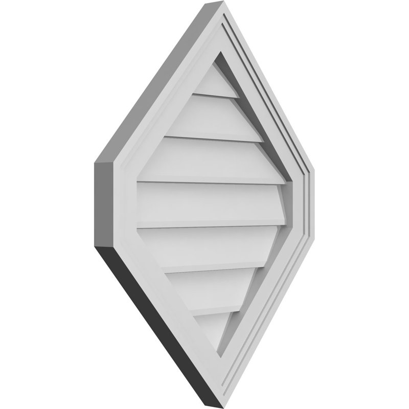 Vertical Peaked Surface Mount Signature Urethane Non-Functional Gable Vent 13/12 Pitch Primed Tan, 24" H x 18" W x 1.5" D