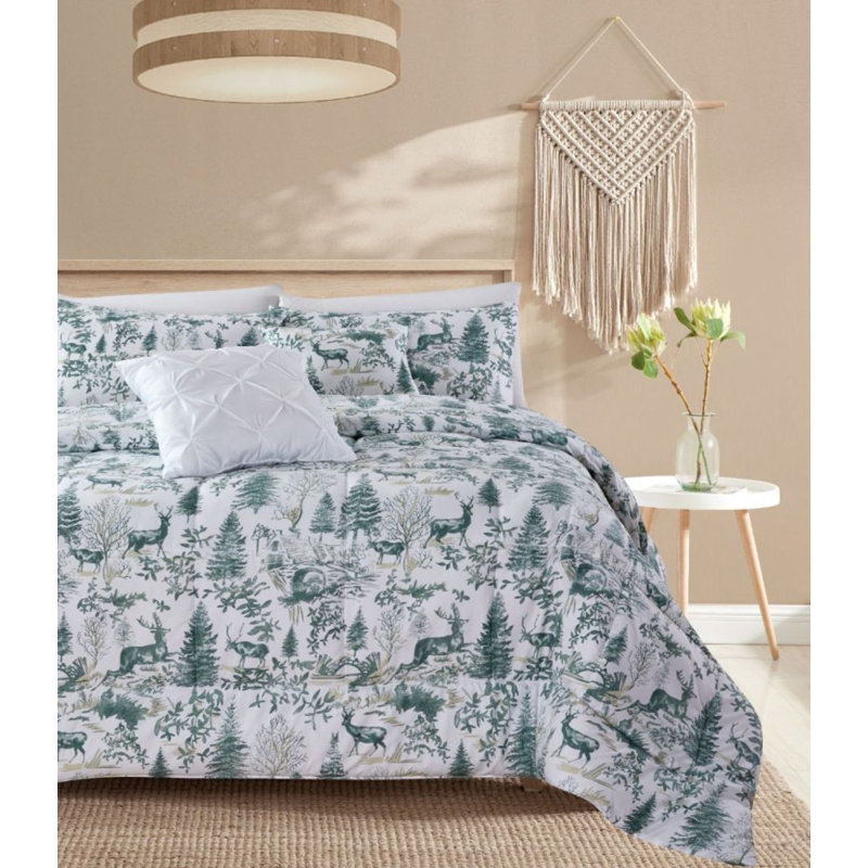 Ensemble d'édredon réversible en microfibre vert 8 pièces , Très grand