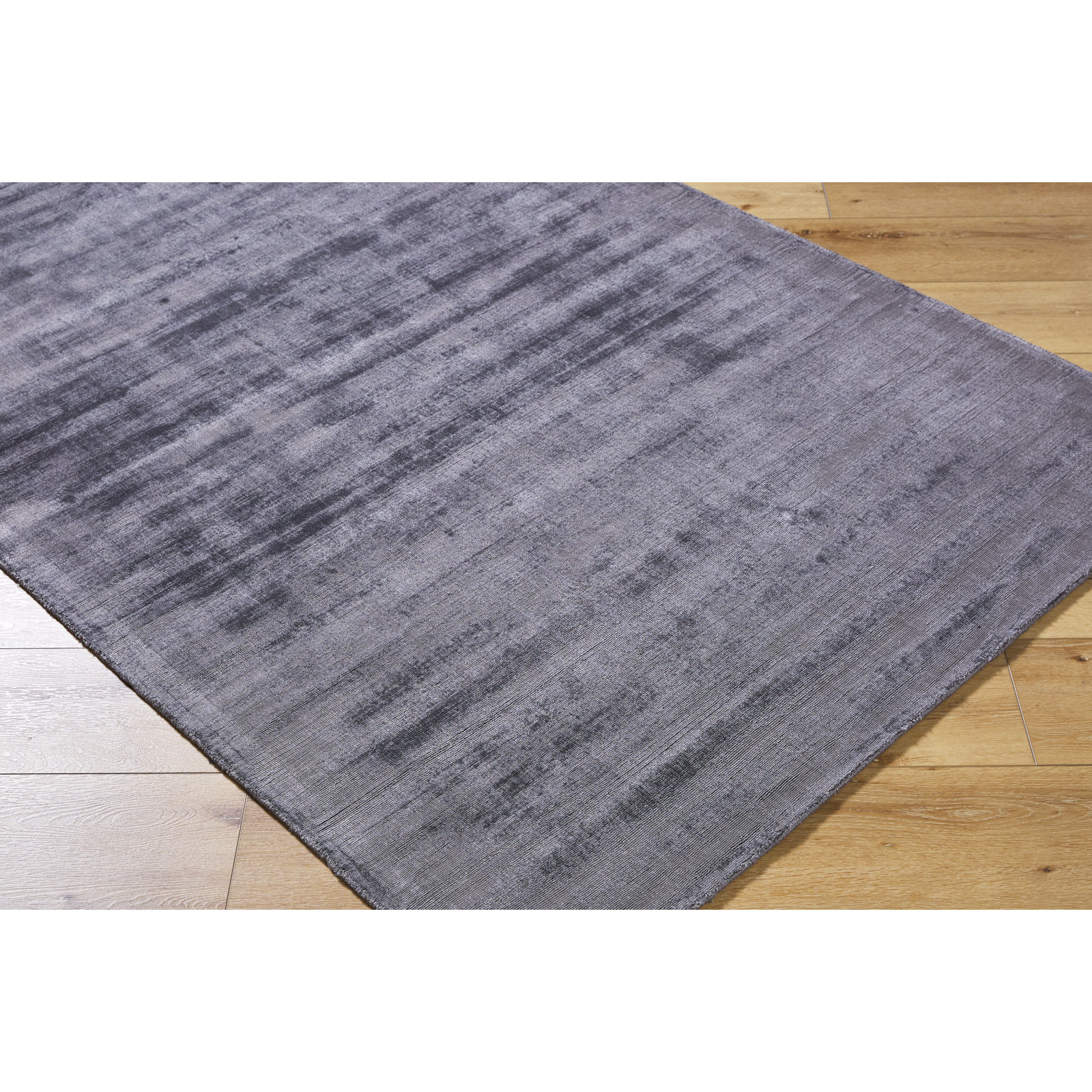 Fennel Hand Loomed Viscose Gray Rug, Rectangle 5' x 8'