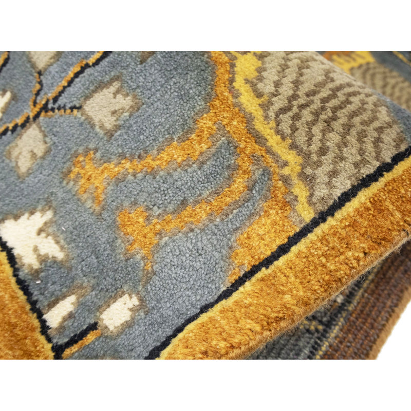 Tapis de couloir oriental fait à la main gris clair 2 pi 6 po x 16 pi, Tapis de couloir 2 pi 6 po x 15 pi 11 po