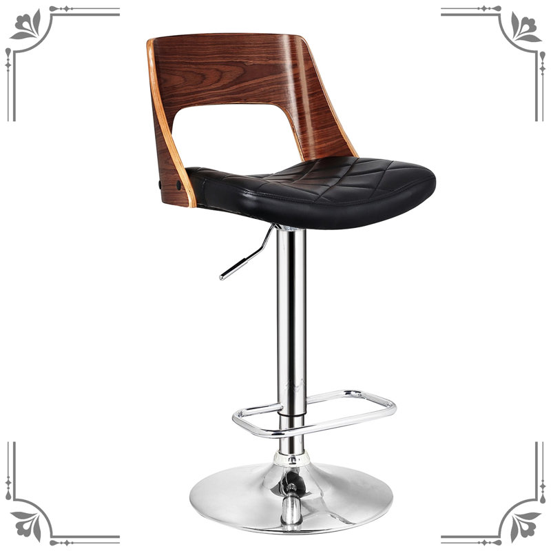 Contemporary Stylish, Adjustable Bar Stool, Back, Diamond , Curved Seat, Height, 360 Rotate, Retro Style, Black, American Design, Metal Structure Modern, , Swivel Turn, Look, Framework