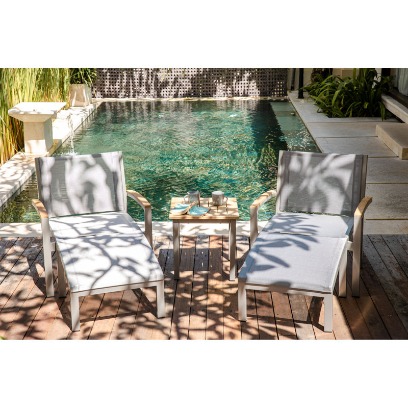 Soho 20" Teak Aluminum Outdoor Tall Square Side Table, Silver