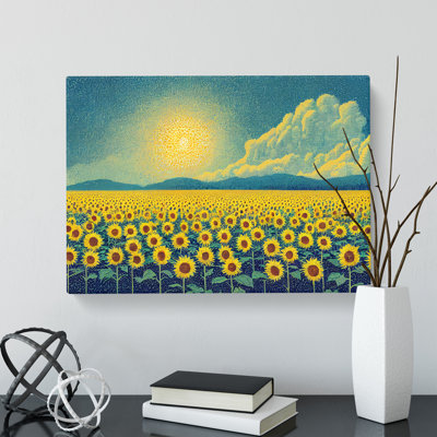 Alluring Sunflower Field - Wrapped Canvas Print