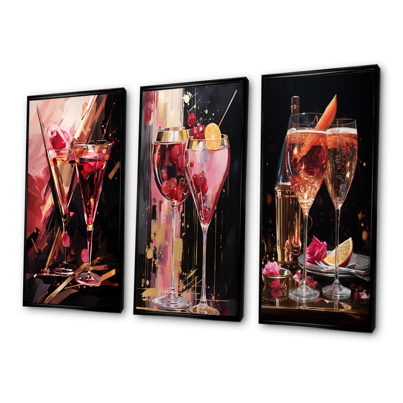 Kir Royale Radiance Cocktail, Cadre flottant noir, H 40 po x l 60 po