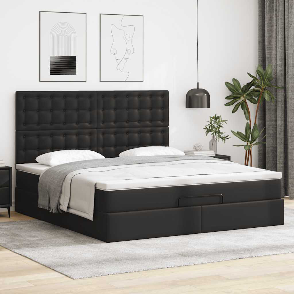 Vidaxl Ottoman-Bett Mit Matratze Grau 160X200 Cm Kunstleder