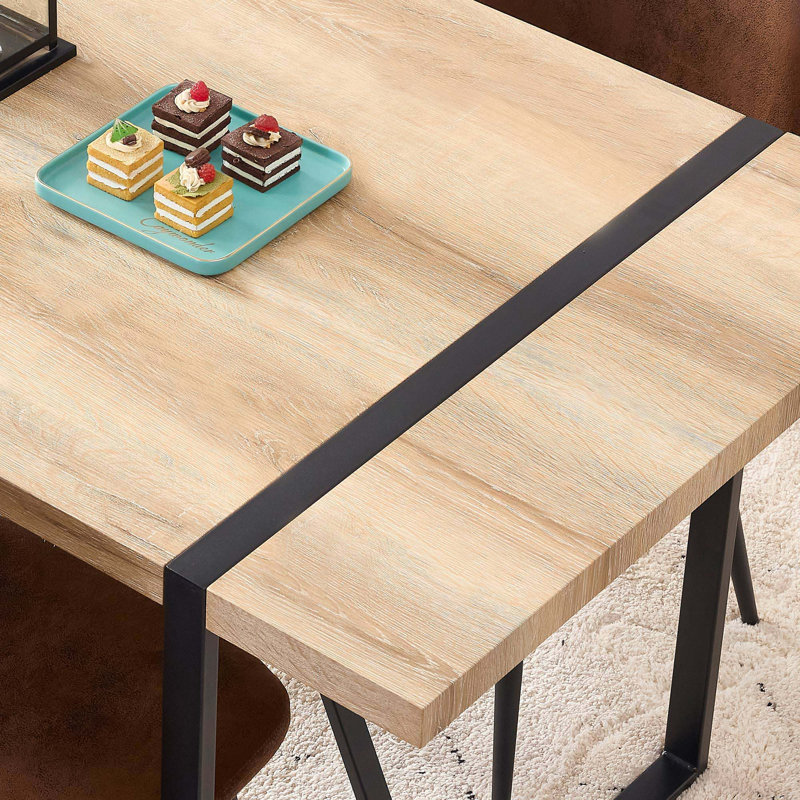 Industrial Rectangular MDF Dining Table For 4-6 People(Only Table), Rustic Brown