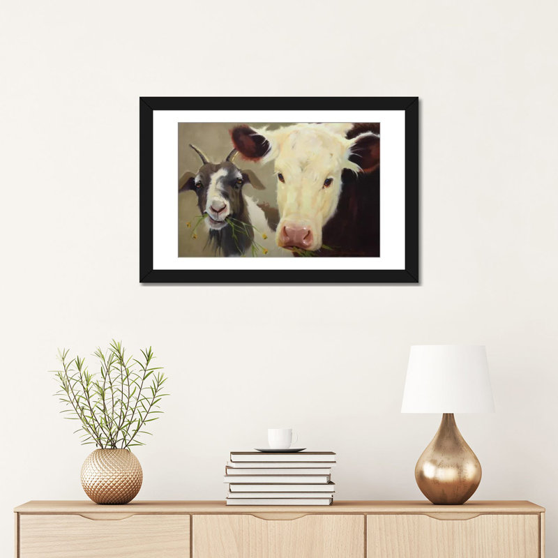 «Farm Pals I», impression sur toile, H 16 po x l 24 po x P 1 po, Papier d'art encadré noir