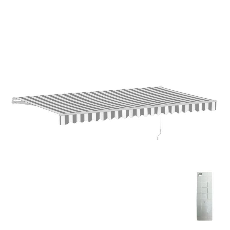 Auvent d'extérieur motorisé rétractable avec structure blanche ALEKO, 20' W x 10' D, Gris / Blanc