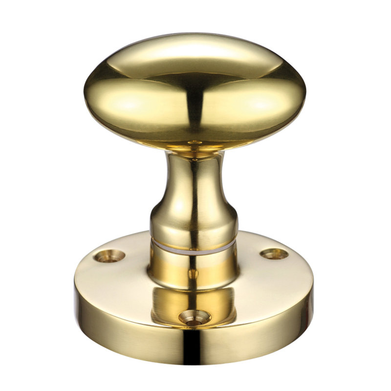 Hagberg Oval Mortice Knob 60.5Mm Rose Hagberg, Polished Brass
