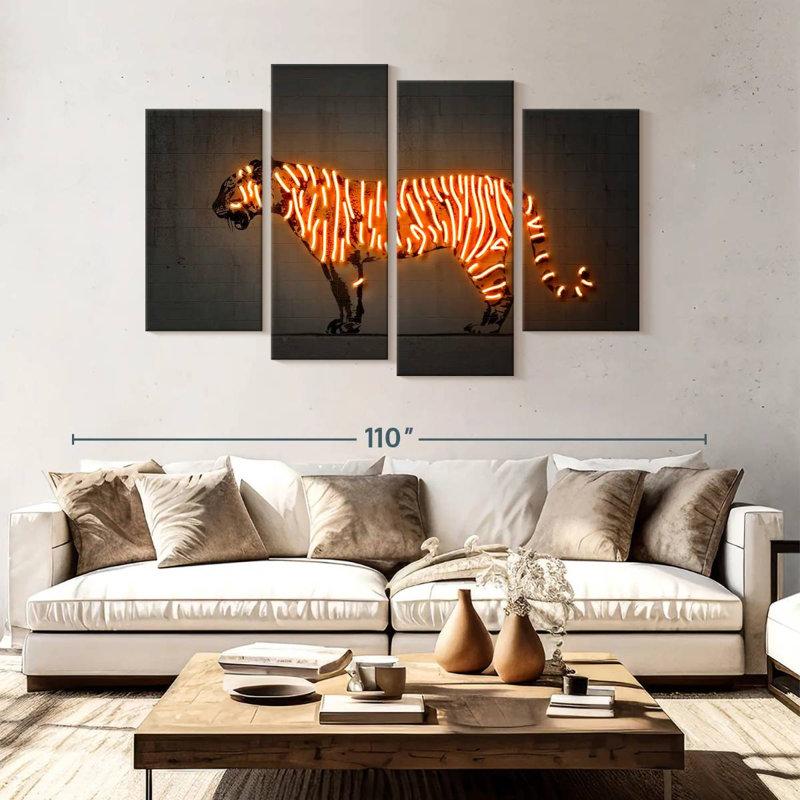 Brampt Glowing Tiger, 54'' H x 84'' W