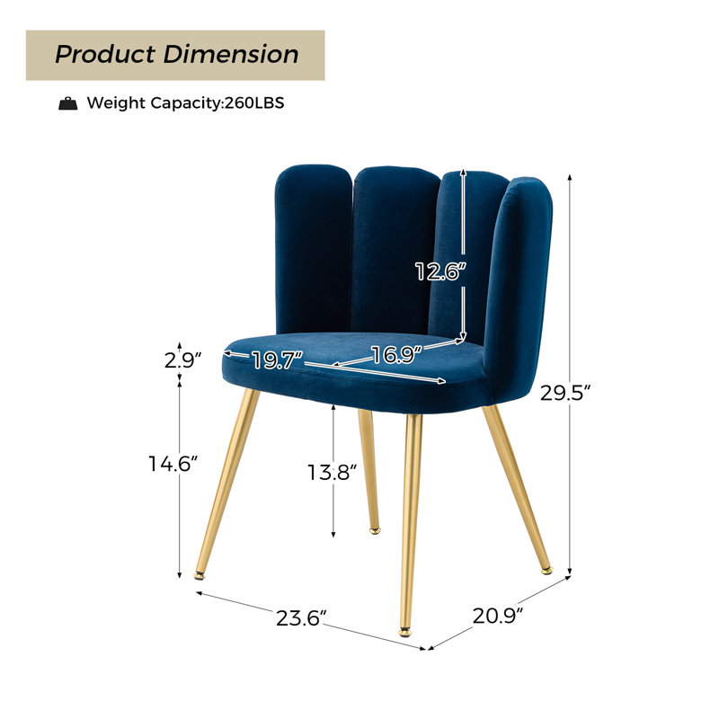 Yorba Upholstered Side Chair, Navy Velvet