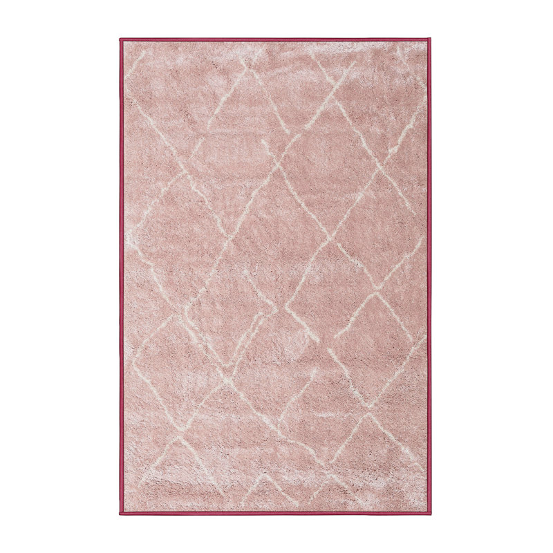 Tapis de zone rose contemporaine, Rectangle 5 pi x 7 pi