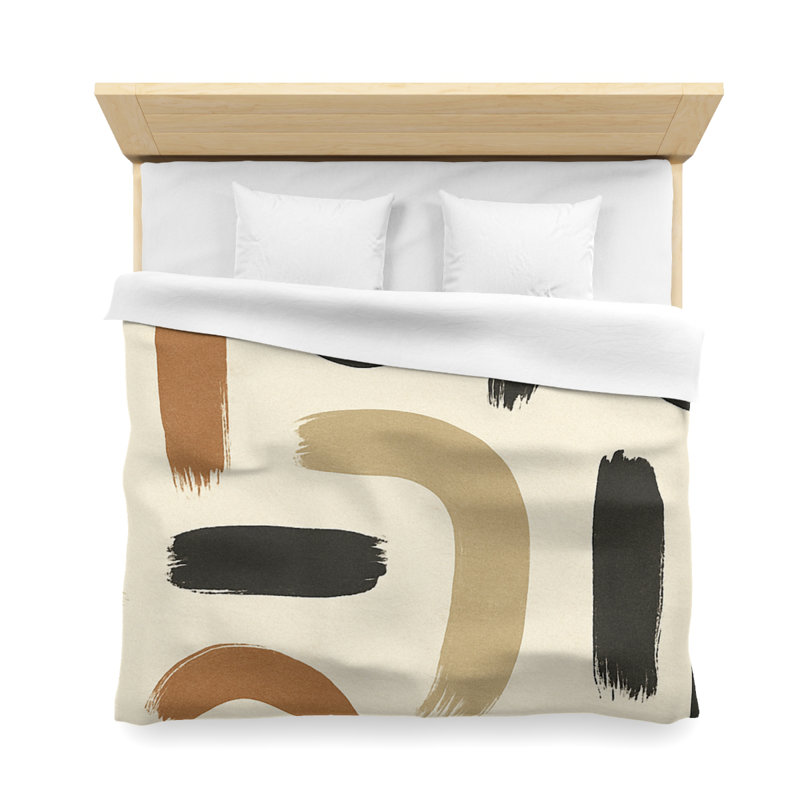 Microfiber Duvet Cover Boho Style, Design 71, King Duvet Cover, White