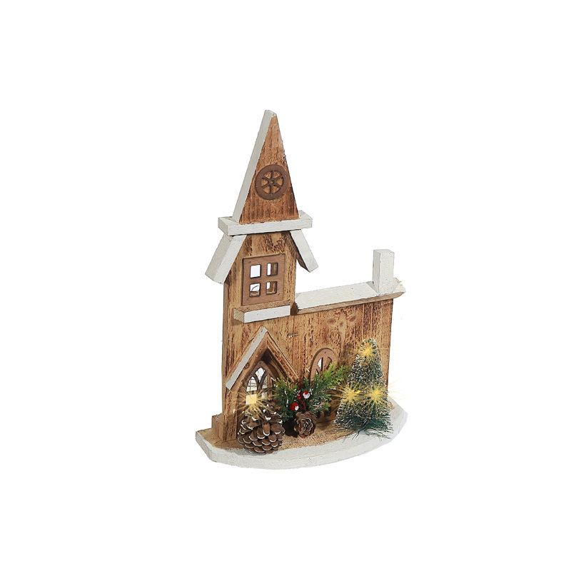 Église à DEL en bois naturel