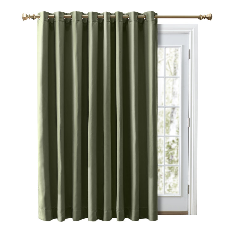 Ardelle Blackout Single Curtain Panel, Sage with Antiqued Bronze Grommets, 112" W x 84" L