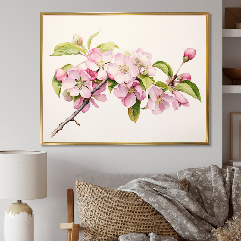 Impression sur toile Funston - Apple Blossom_106410, H 24 po x l 32 po x P 1 po, Toile avec cadre flottant or