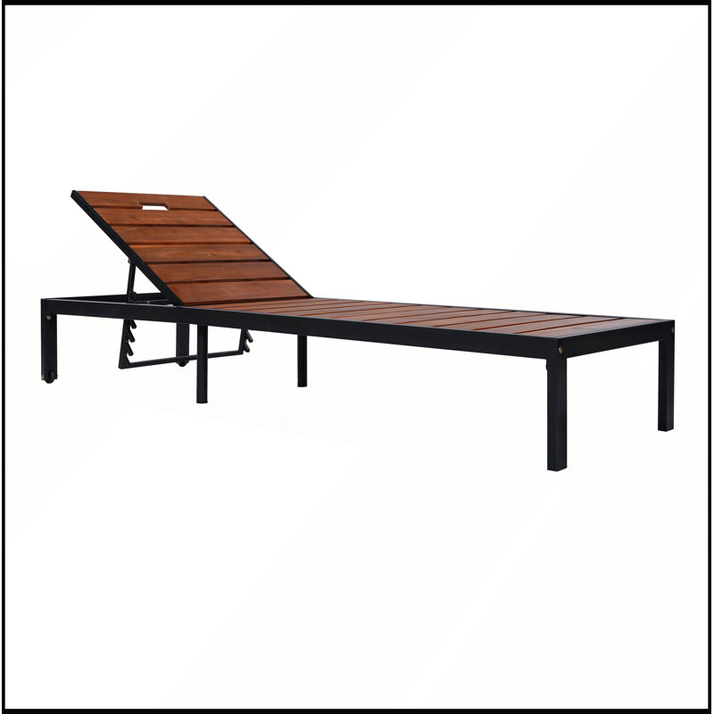 Chaises longues d'extérieur avec dossier réglable pour patio, bord de piscine ou plage, Noir / brun