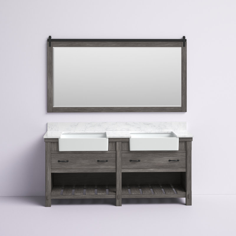 Villareal 72'' Double Bathroom Vanity with Stone Top, Classical Grey