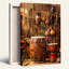 Tambour en bois sculpté et djembé avec masques et perles suspendus, art mural-1235561575